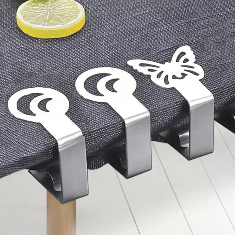 

Windproof Tablecloth Clip Stainless Steel Tablecloth Clips Heavy Duty Windproof Holder for Dining Table Cover Hollow Flower Leaf