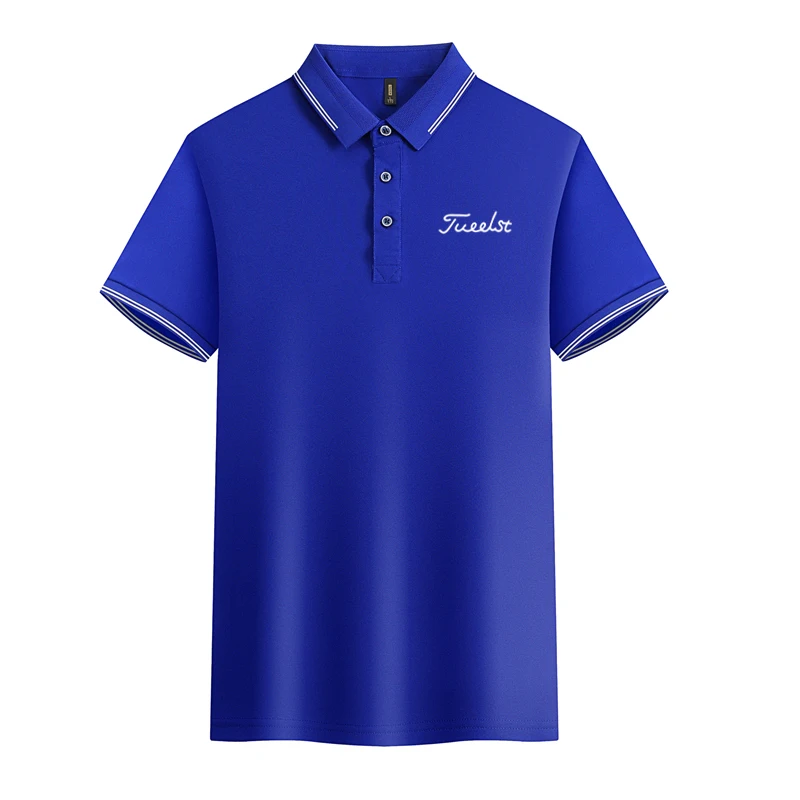 Summer Golf Shirt for Men's Short Sleeve Tops Turn Down Collar Slim Fit Button Golf Clothing Breathable Casual Men Polo Shirt