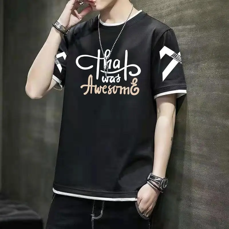 Men's Suit Summer Korean Fashion All Matching and Handsome Short Sleeve T-shirt Large Loose Casual Sports Two Piece Set