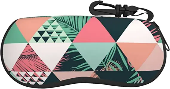 

Abstract Trendy Pattern Sunglasses Soft Case Zipper Eyeglass Case Protective Holder With Belt Clip