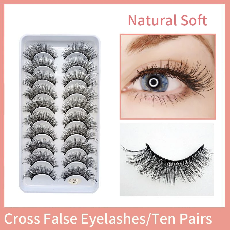 

New 10 soft eyelashes false eyelashes natural gradient eye end lengthened black chemical fiber eyelashes wholesale