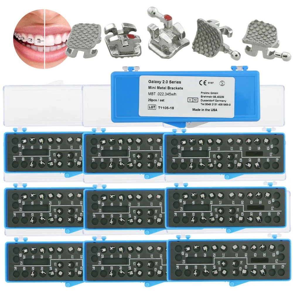 

10Sets Dental Orthodontic Bracket Metal Braces Bonding MIM MBT 022 345 Hooks
