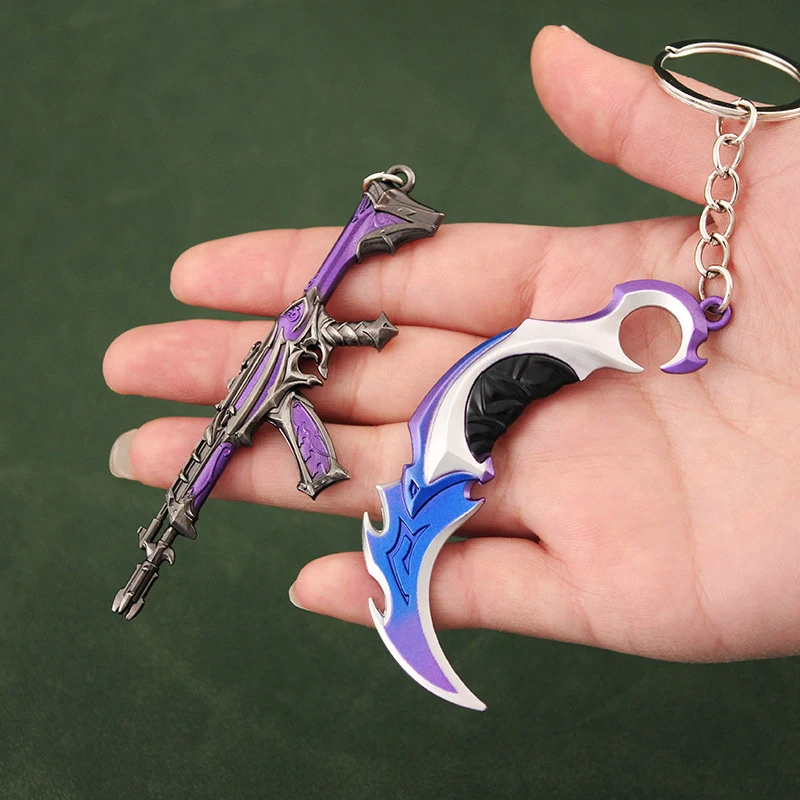 

Anime Valorant Weapon Keychain Vandal M4 Sword Samurai Sword Pocketknife Karambit Arant Gun Model Knife Kids Toys for Boys