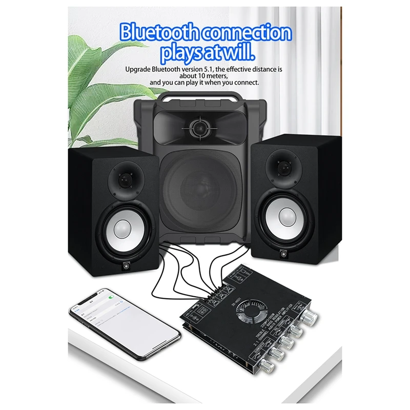 ZK-AS21 2 1-канальный TPA3255 Bluetooth цифровой усилитель мощности модуль платы сабвуфера