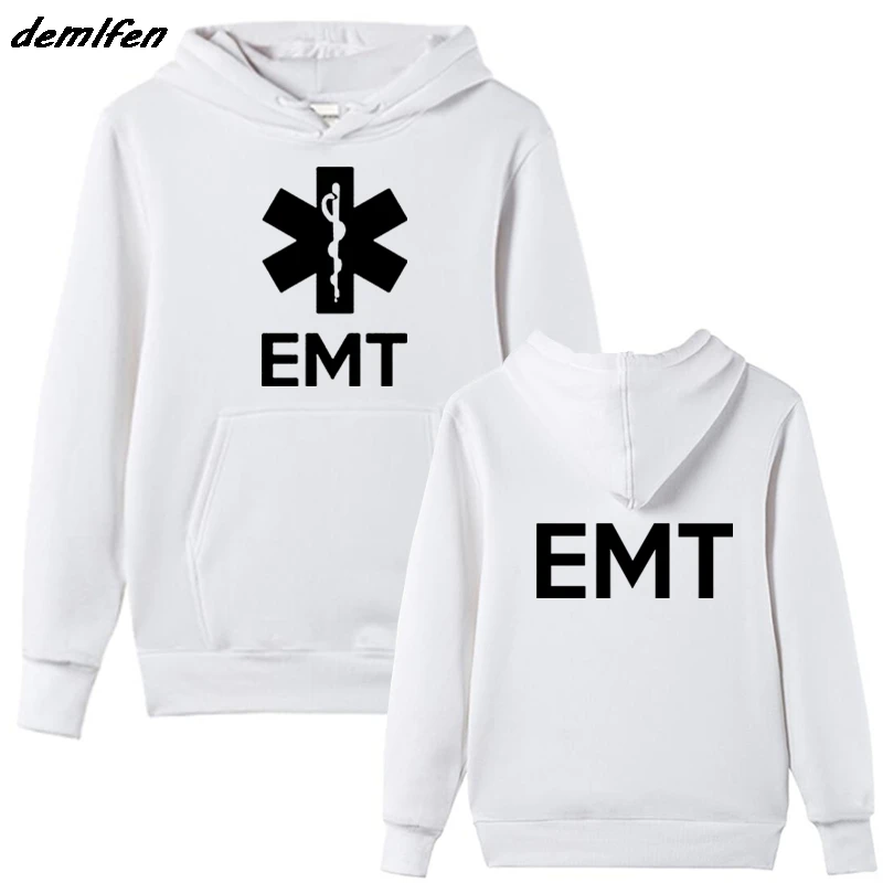 

Fashion Fleece Hoodie EMT EMS Paramedic Emergency Medical Services Front & Back Men's Sweatshirt Hip Hop Jacket Coat Streetwear