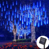 3050cm 8 tubes led meteor shower solar led string lights outdoor fairy garland christmas tree decor garden patio street lights