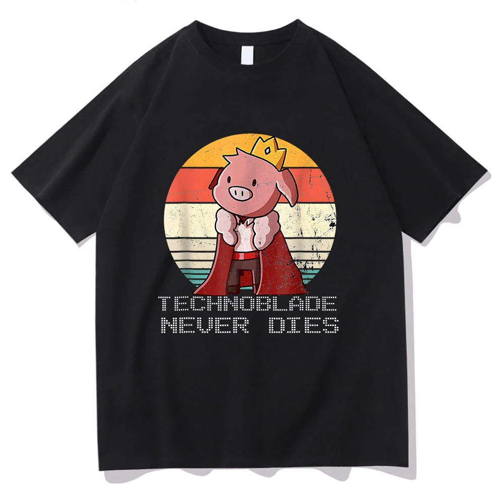 

Technoblade Never Dies T-shirt Hot Game Dream Smp Merch Tshirt Kawaii Pig Cute Printing Tee-shirt Summer 100% Cotton T shirt Tee