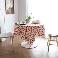 pastoral style strawberry table mat pink coffee table small round tablecloth disposable birthday tablecloth home decoration