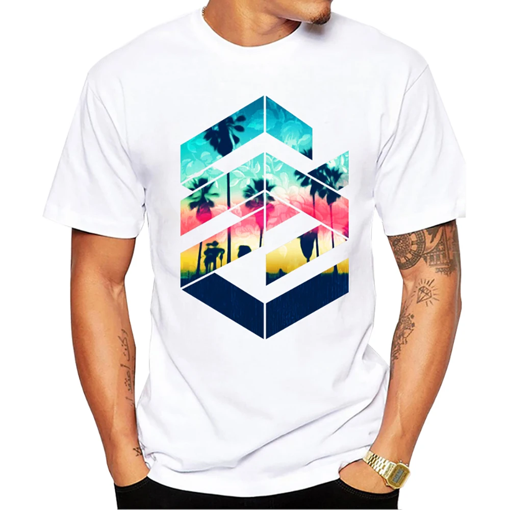 TEEHUB Neue Ankunft 2019 Mode Grunge Tropft Türkis Nebligen Wald Druck Männer T-Shirt Kurzarm Oansatz Tops Hipster T – Detail 8