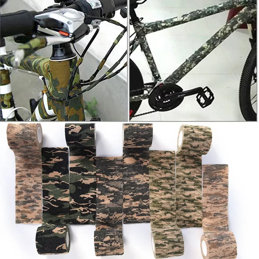 

Camo Wrap Tape Military Army Camouflage Tape Cling for Hunting Camping Self-adhesive Protective Stretch Roll Bicycle Stickers