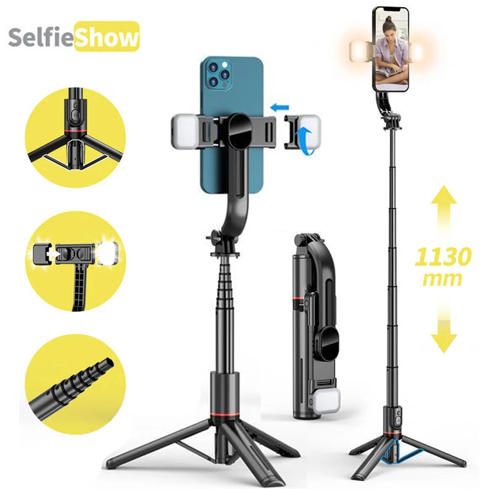 

Tripod Selfie Stick with Fill Light 1130mm Phone Tripod with Remote Shutter for Android IOS Smartphone