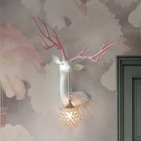 Nordic Light Luxury Indoor Wall Lamps Simulation Elk Crystal Pendant Lamp LED Indoor Living Room Aisle Wall Decor Wall Lights