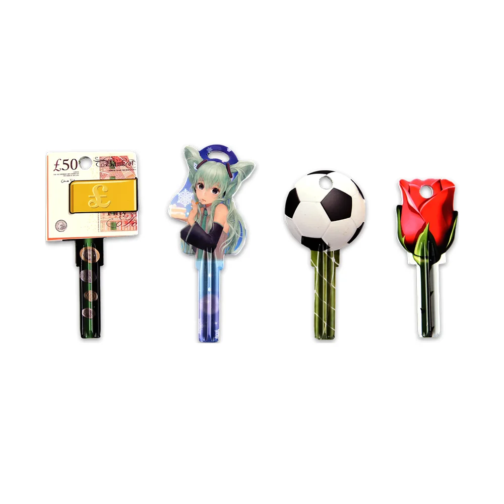 

10 шт./лот, красочные пустые ключи с персонажем мультфильма для двери комнаты, заготовки для ключей, декоративные ключи для дома и дома