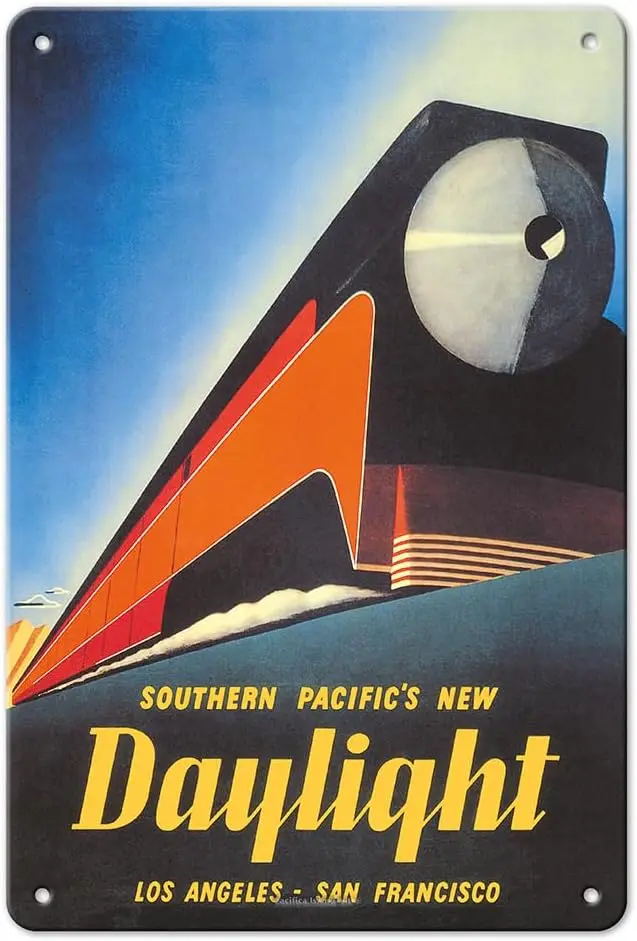 Los ngeles to Sn Frncsco - Southern fc's New Cost Dylght Rlwy Trn Vntge Rlrod Trvel Плакат от Sm Hyde Hrrs c.1937-8 x 12 nch V
