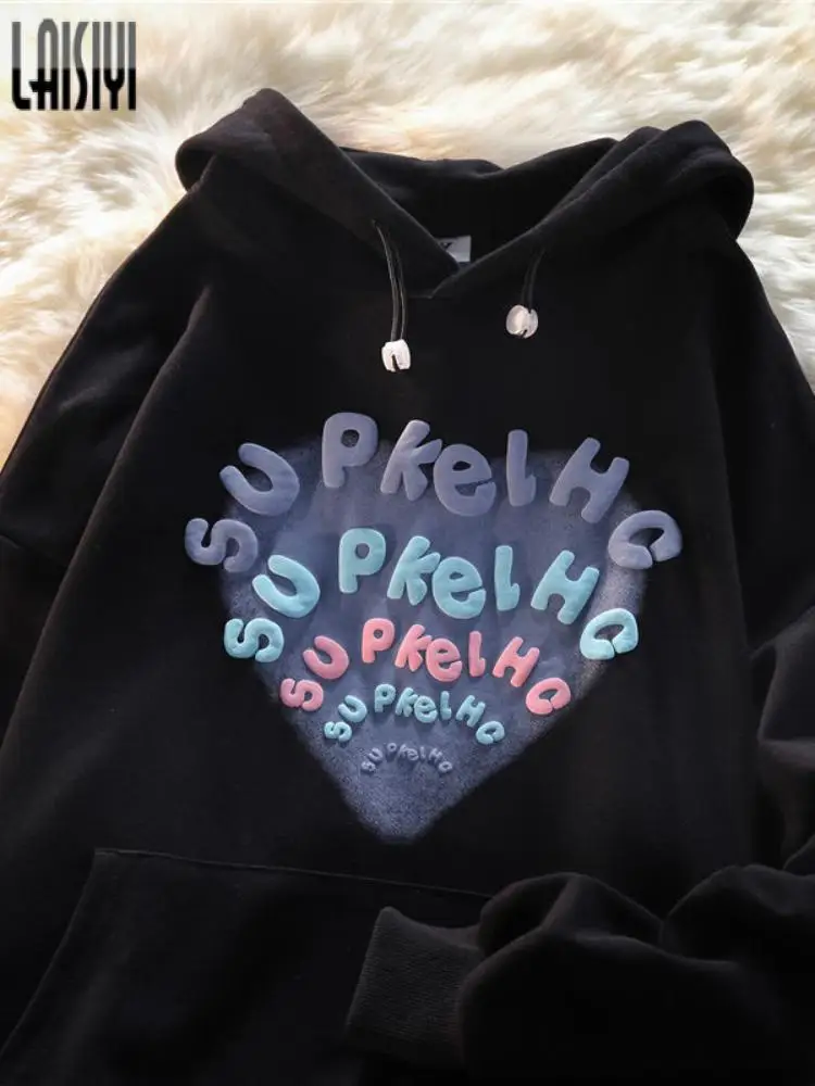 

Casual Sweatshirts Women Oversized Hoodies 2022 Fall Female Pullover Streetwear Letter Printed Loose Hoodie Unisex Basic Hoodies