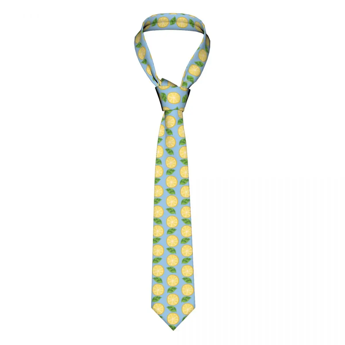 

Mens Tie Classic Skinny Yellow Lemons Green Leaves Neckties Narrow Collar Slim Casual Tie Accessories Gift