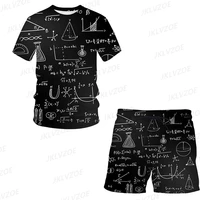 summer mens sets math formula printing short sleeved t shirt suit leisure 2 piece outfit street fashion men shorts man clothing