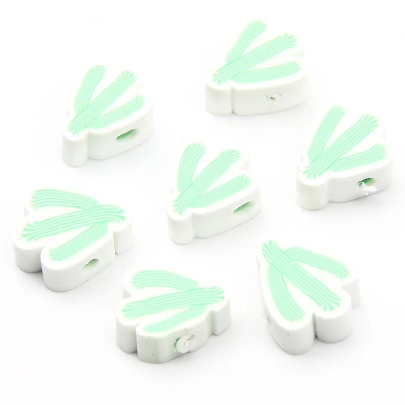 Trend Bead Jewelry 10x8mm 20-100pcs Green Cactus Pattern Polymer Clay Beads For Jewelry Making DIY Earrings Keychain Accessories images - 6