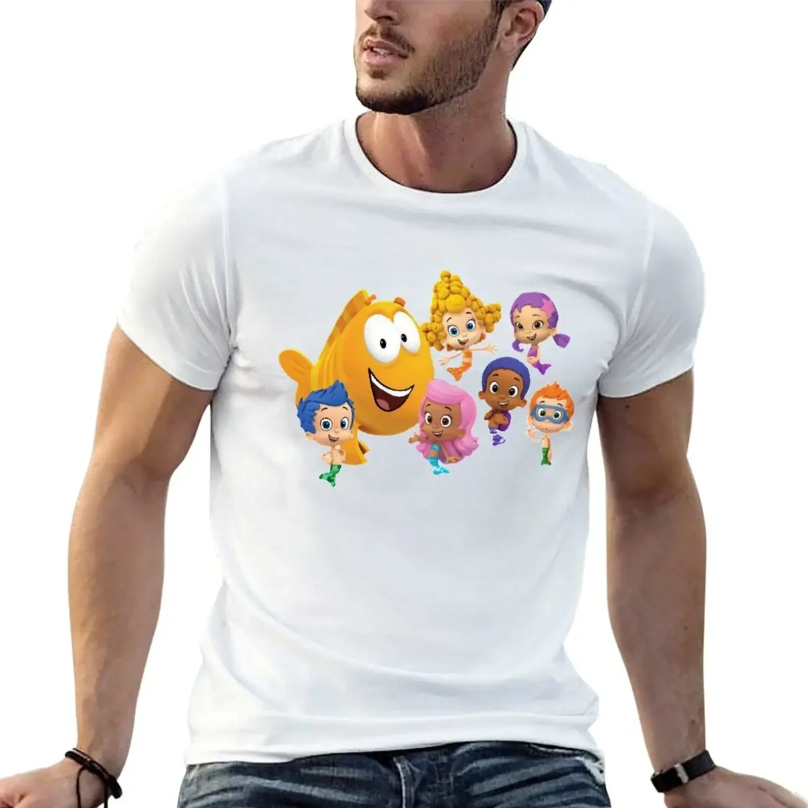 Подарок на день Happy Cartoon Bubble Guppies Рождественская футболка уличная одежда