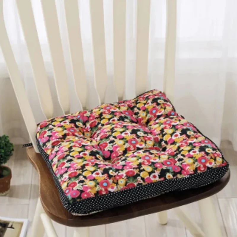 

Квадратный коврик для стула, утолщенный домашний дышащий хлопковый мягкий стул с цветочным принтом для студентов
