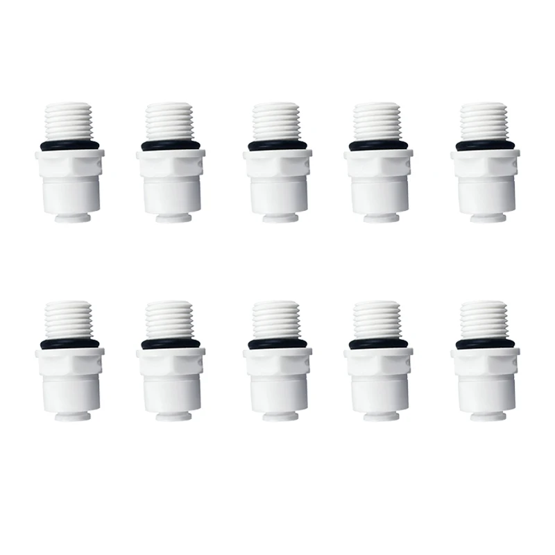 RO Water Straight Pipe Fitting 1/4 OD Hose 1/4 BSP Male Thread Plastic Quick Connector System Water Purifies 10 Pcs Packing