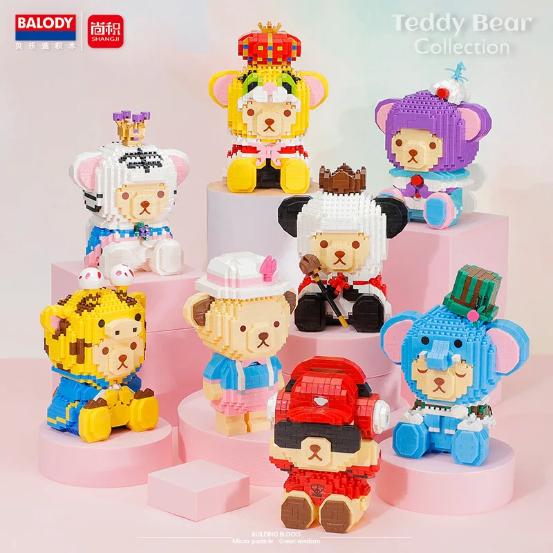

732pcs+ Fashion Bear Micro Building Blocks Collection Teddy Anime Diamond Mini Bricks Figures Toys For Children 18252