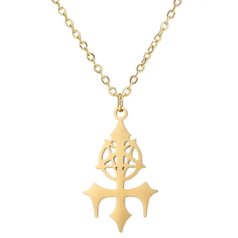 

Bxzyrt New Five-Star Satan Symbol Stainless Steel Necklace Cross Pendant Clavicle Chain For Women Men Collar Collares para mujer
