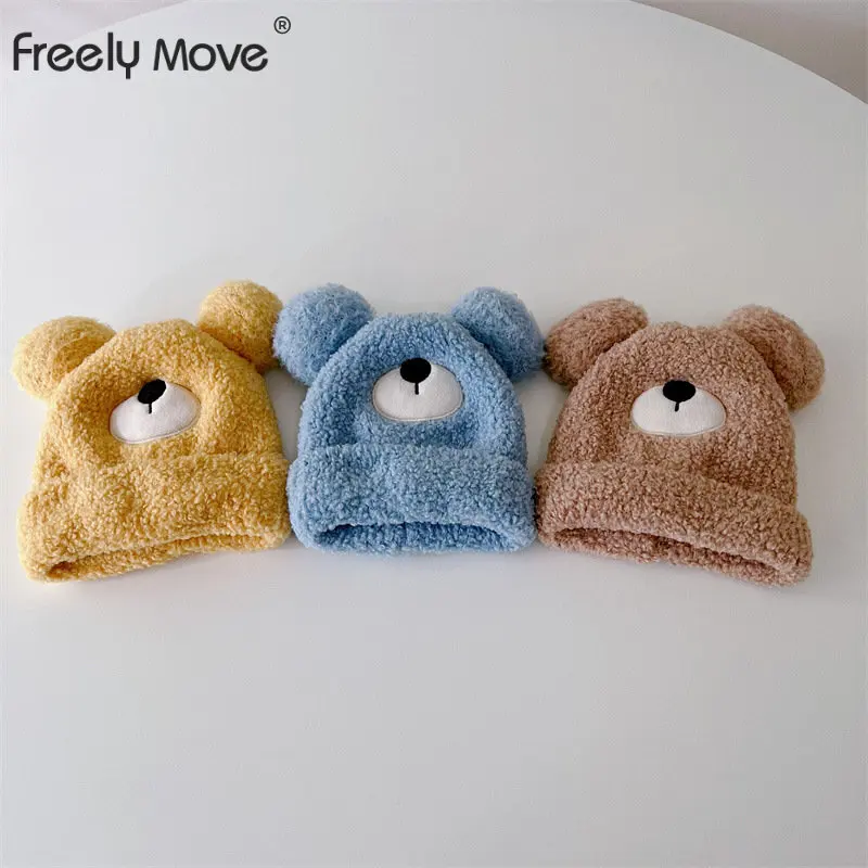 

Freely Move Cute Cartoon Ear Baby Hat 2022 Autumn Winter Infant Toddler Cap Soft Warm Embroidery Beanies Boy Girl Knitted Bonnet