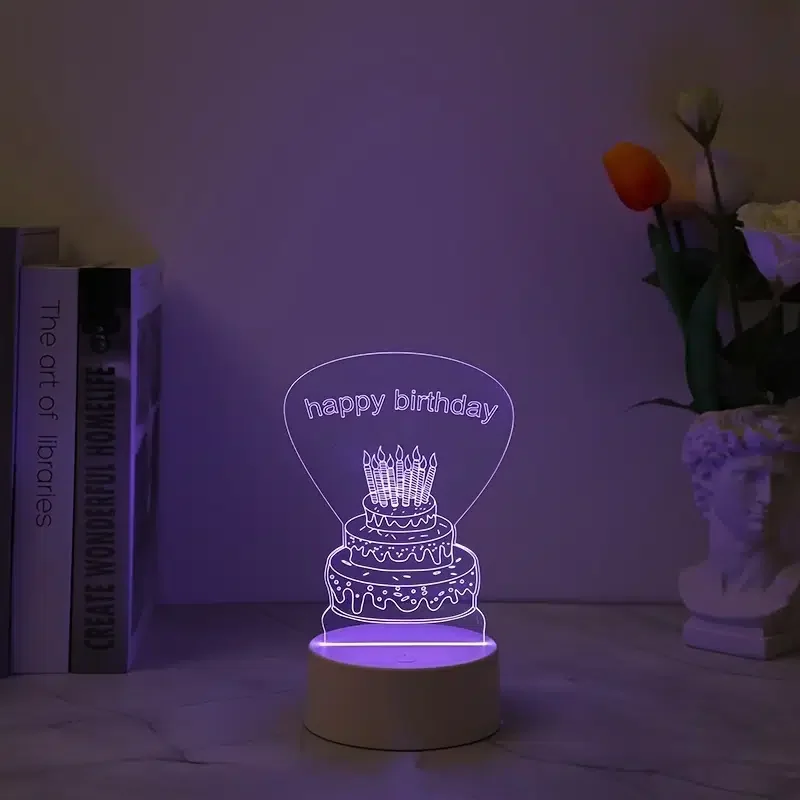 

HMTX 1 шт. 3D акриловый ночник для торта на день рождения, светодиодный неоновый светильник, украшение спальни на день рождения