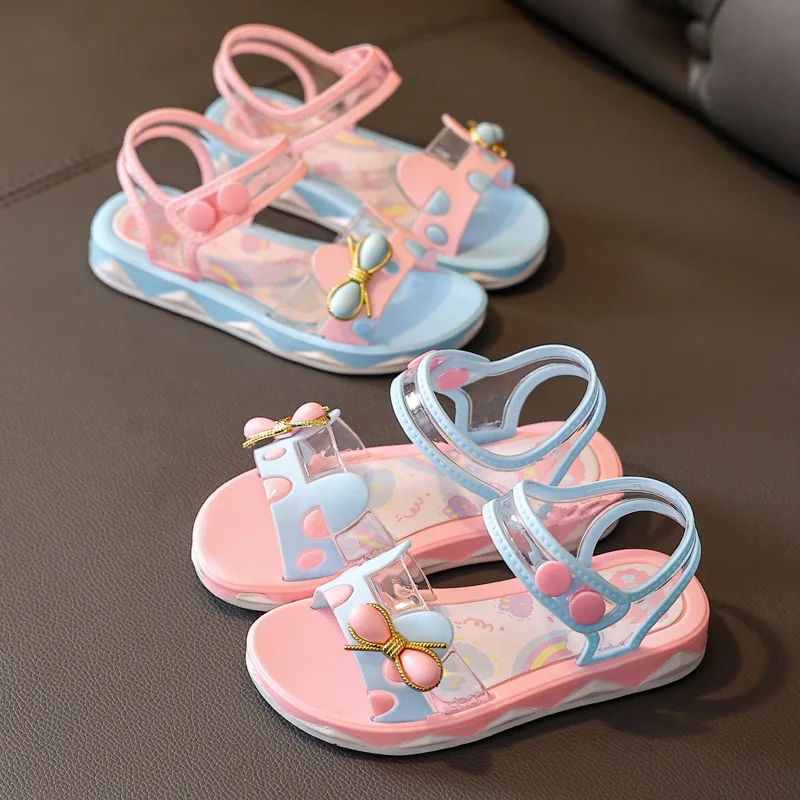 Summer Fashion Sandals For Girls Bowtie Flat Sandals 1-10 Years Children Beach Shoes Little Girl Non-slip Soft Sole Sandals Kids