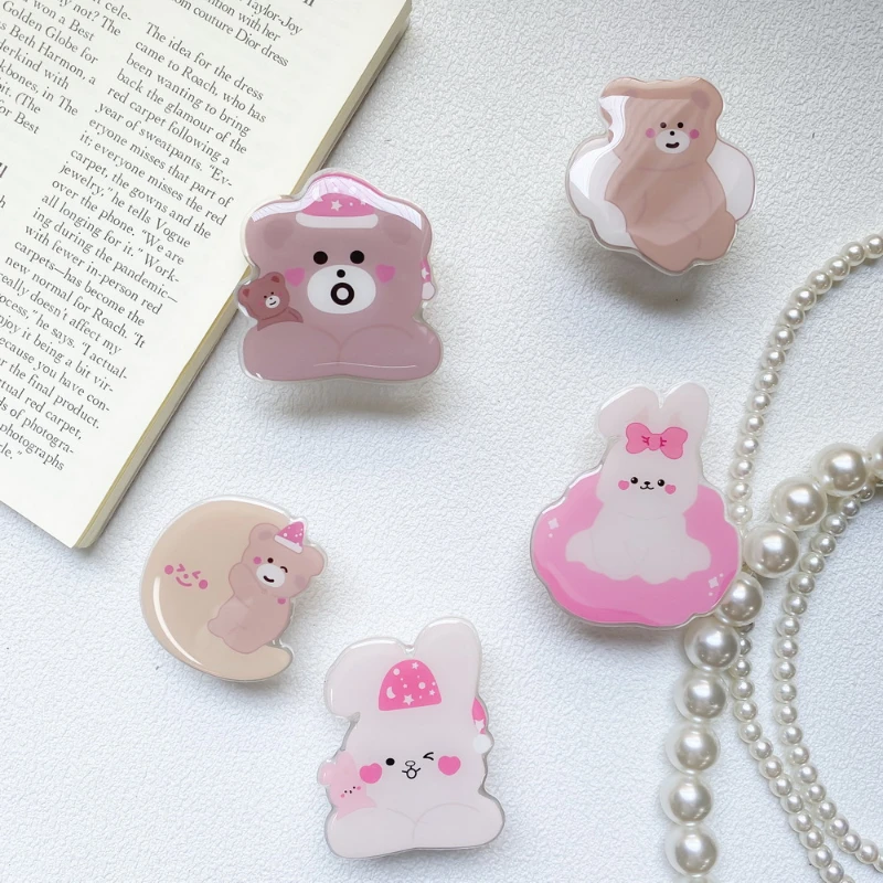 

1pcs,Cartoon Cute Dripping Glue Rabbit Bear Mobile Phone Holder Desktop Folding Phone GripTok Folding Finger Stand Socket