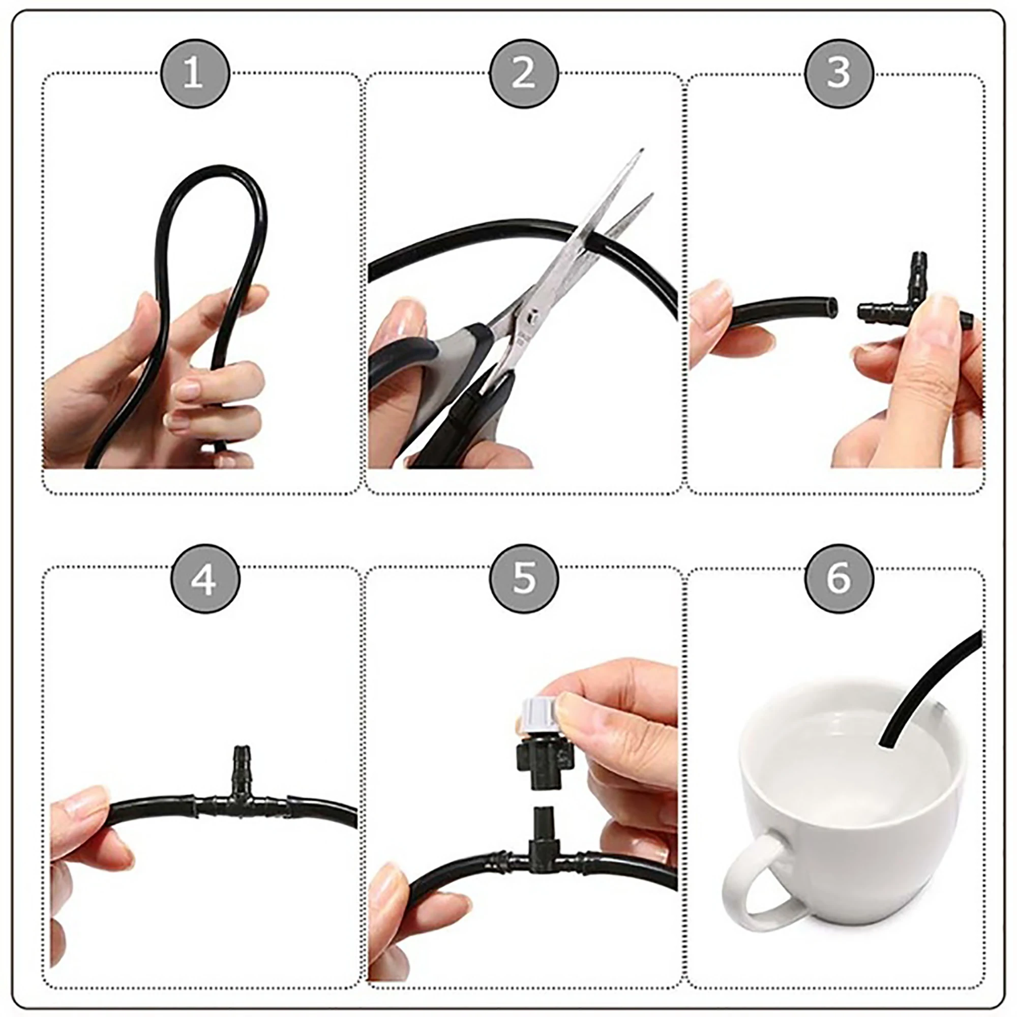 1 комплект насадки для садового шланга 10 м с тройником 4/7 мм