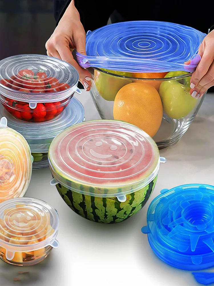 

Silicone Lid Food Adaptable LidS Silicone Cover Airtight Wrap Covers Keeping Fresh Seal Bowl Stretchy for Kitchen Accessories