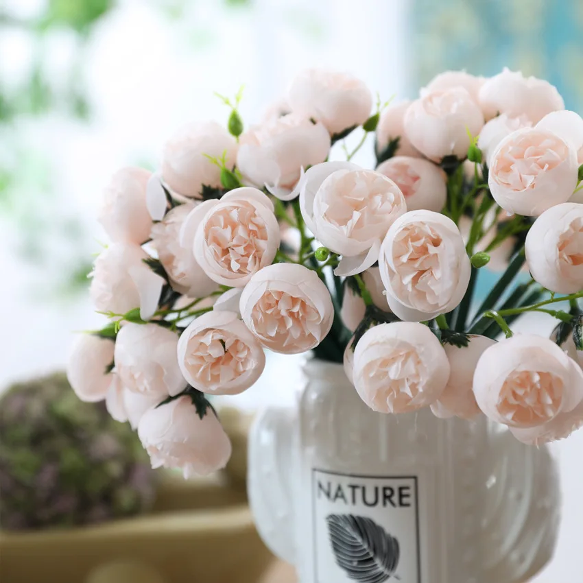 

27 Heads Artificial Silk Fake Flowers Leaf Rose Decor Wedding Arrangement Bouquet,Table Centerpieces,Party&Ceremony Anniversary