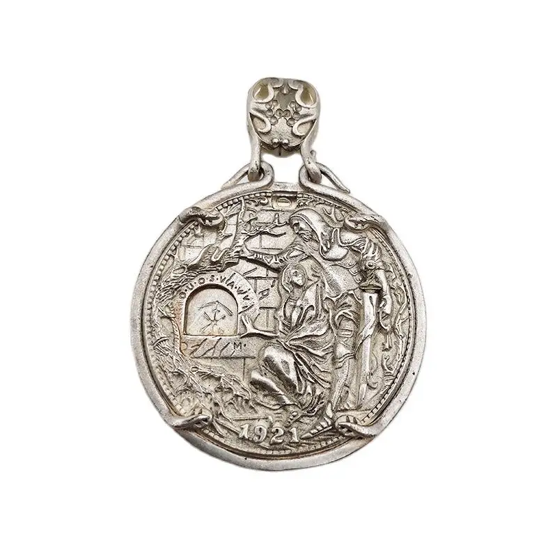 Wandering Coin 1921 European Style Holy Grail Mayan Organ Activity Coin Badge Pendant Collect Home Decoration Crafts Souvenir