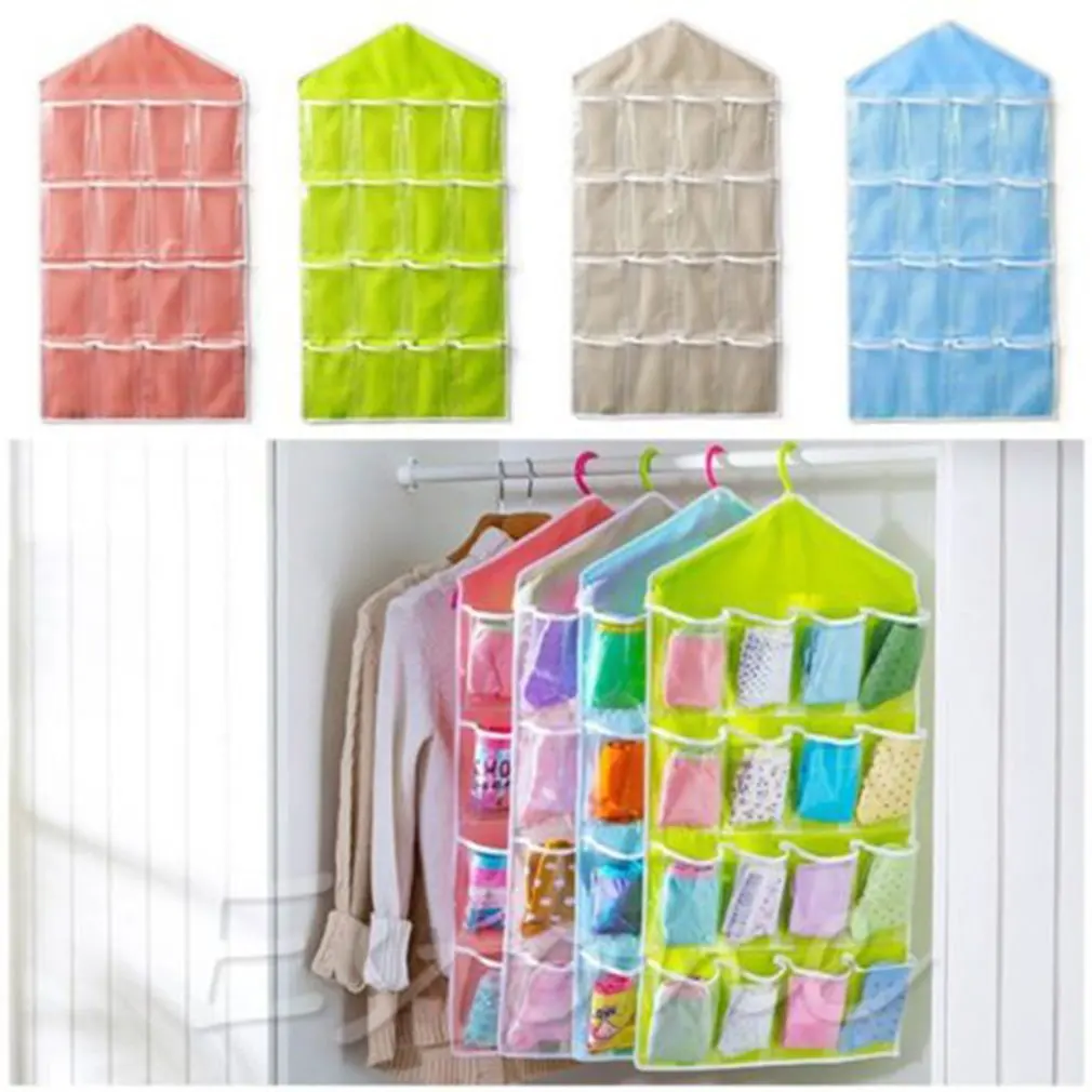 

16 карманов для гардероба, прозрачная подвесная сумка для носков, бюстгальтеров, нижнего белья, канцелярская вешалка, вешалка для хранения, э...