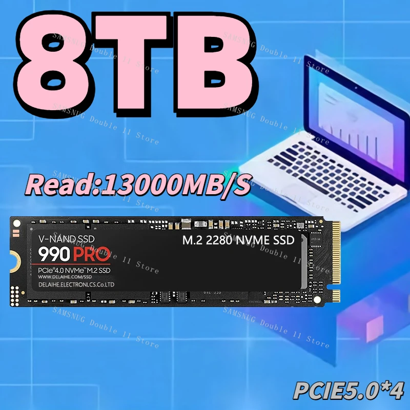 

Original Brand 990PRO SSD M2 2280 PCIe Gen 5.0 X 4 NVMe Internal Solid State Disk 8TB 4TB 2TB 1TB for Desktop/laptop/PS5