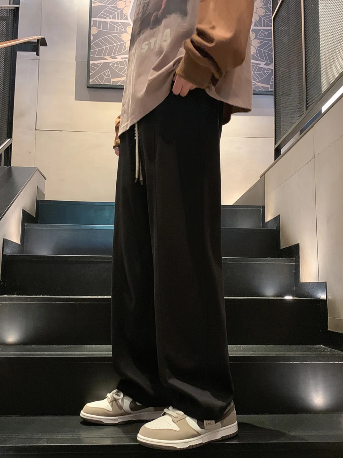 Черные шерстяные брюки мужские весенне-осенние американские винтажные прямые