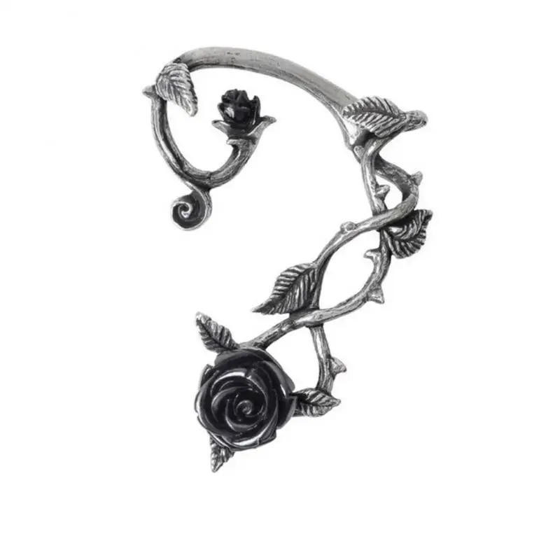 

Rose Ear Cuff Fashion Dark Rose Earrings Female Exaggerated Large Earrings Women Lady Hip-Hop Jewelry Ear Clip Earring