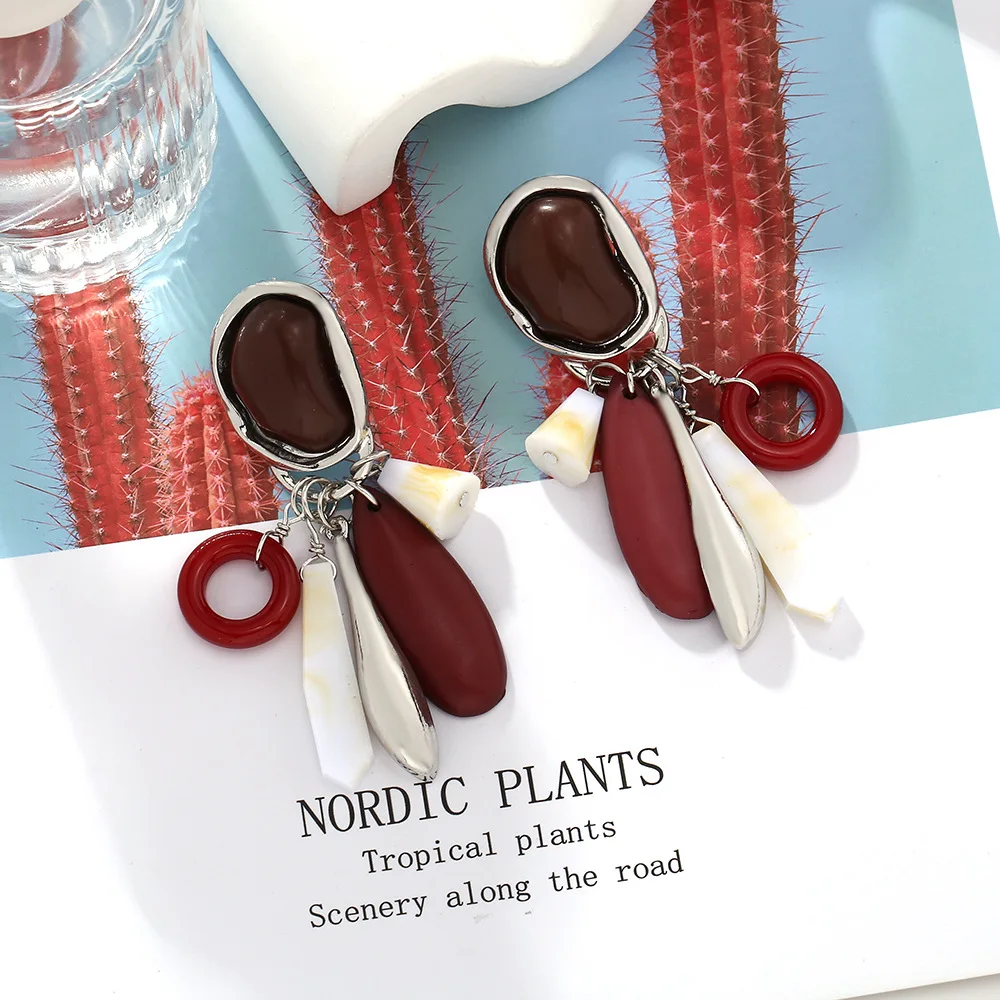 Новинка 2024 винтажные серьги-капли из смолы ZAA неправильной формы для женщин