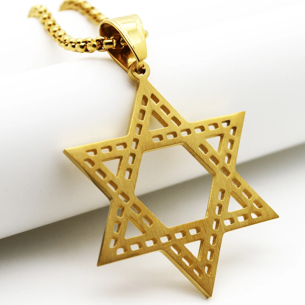 

Fashion Jewelry New Star of David Titanium Steel Hollow Hexagram Pendant Vacuum Electroplating Color Preservation Birthday Gift