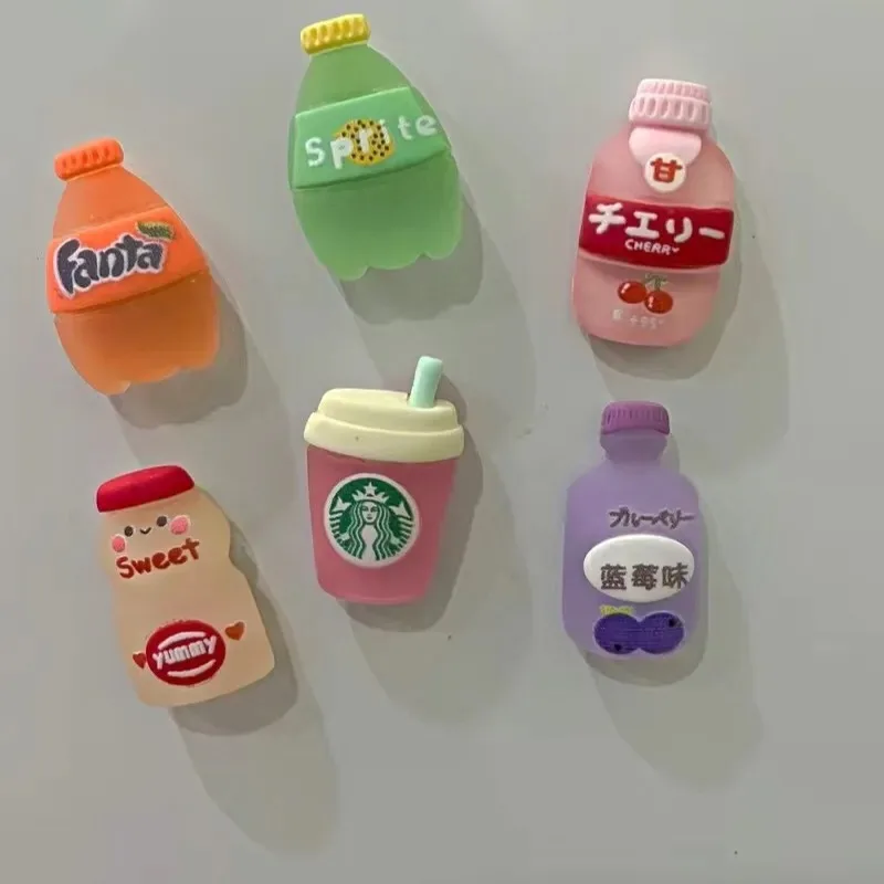

Frosted Blueberry Coffee Sprite Beverage Bottle Resin Magnetic Fridge Sticker Cup Sticker Cute Jewelry Badge