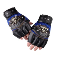 skull rivet pu leather half finger gloves fashion hip hop punk fingerless gloves cycling fitness outdoor men women summer gloves