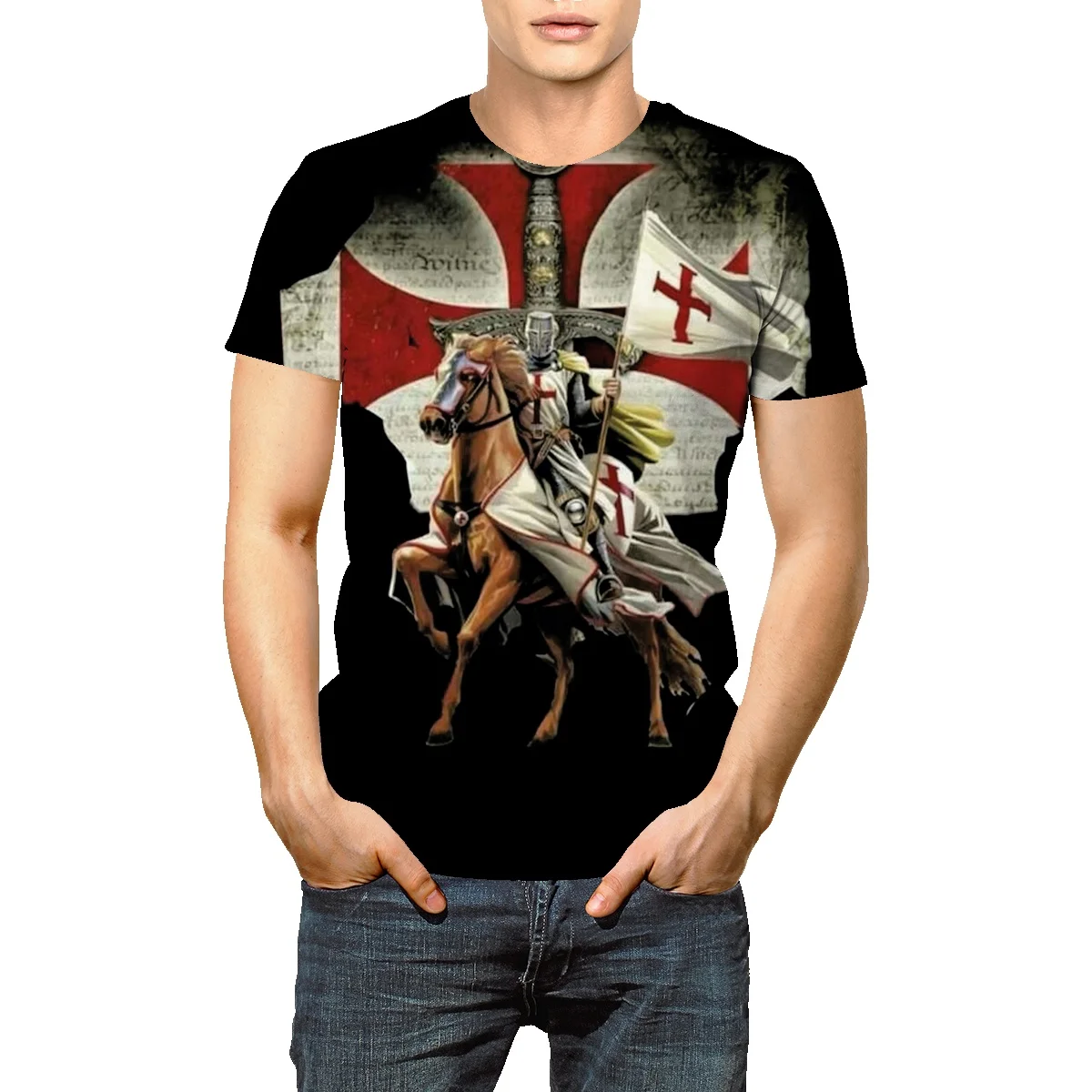 

Мужская футболка с 3D-принтом, круглым вырезом и 3D-принтом