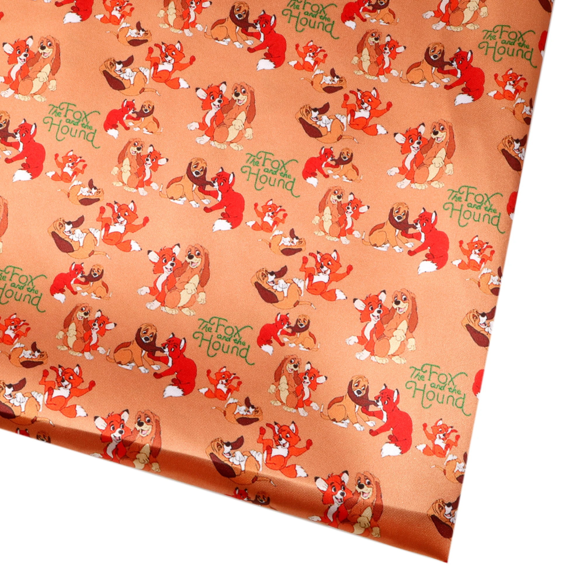 Хлопчатобумажная ткань с принтом Лиса и собака |