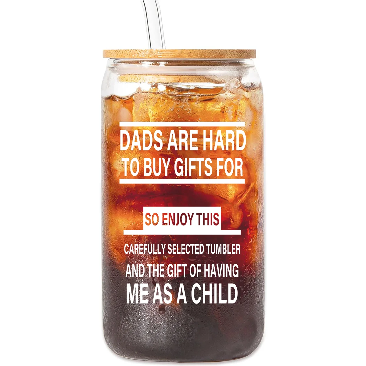 Стеклянный Стакан На 16 Унций С Соломинкой И Кистью — Идеальный Подарок День Отца