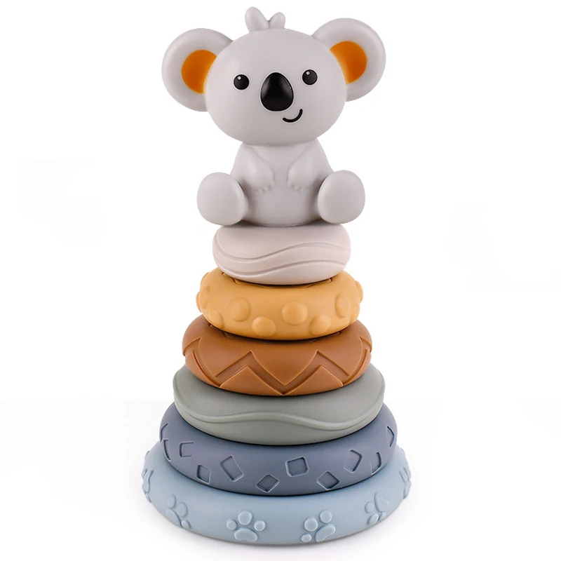 

1Set Silicone Soft Building Block Round Shape Koala Silicone Construction Educational Game Toys Montessori Toy for Kids Gifts