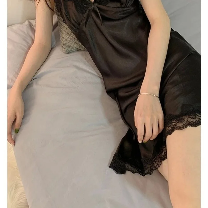 Шелковая ночная рубашка QWEEK Женская атласная летняя Сказочная платья 2021 | одежда