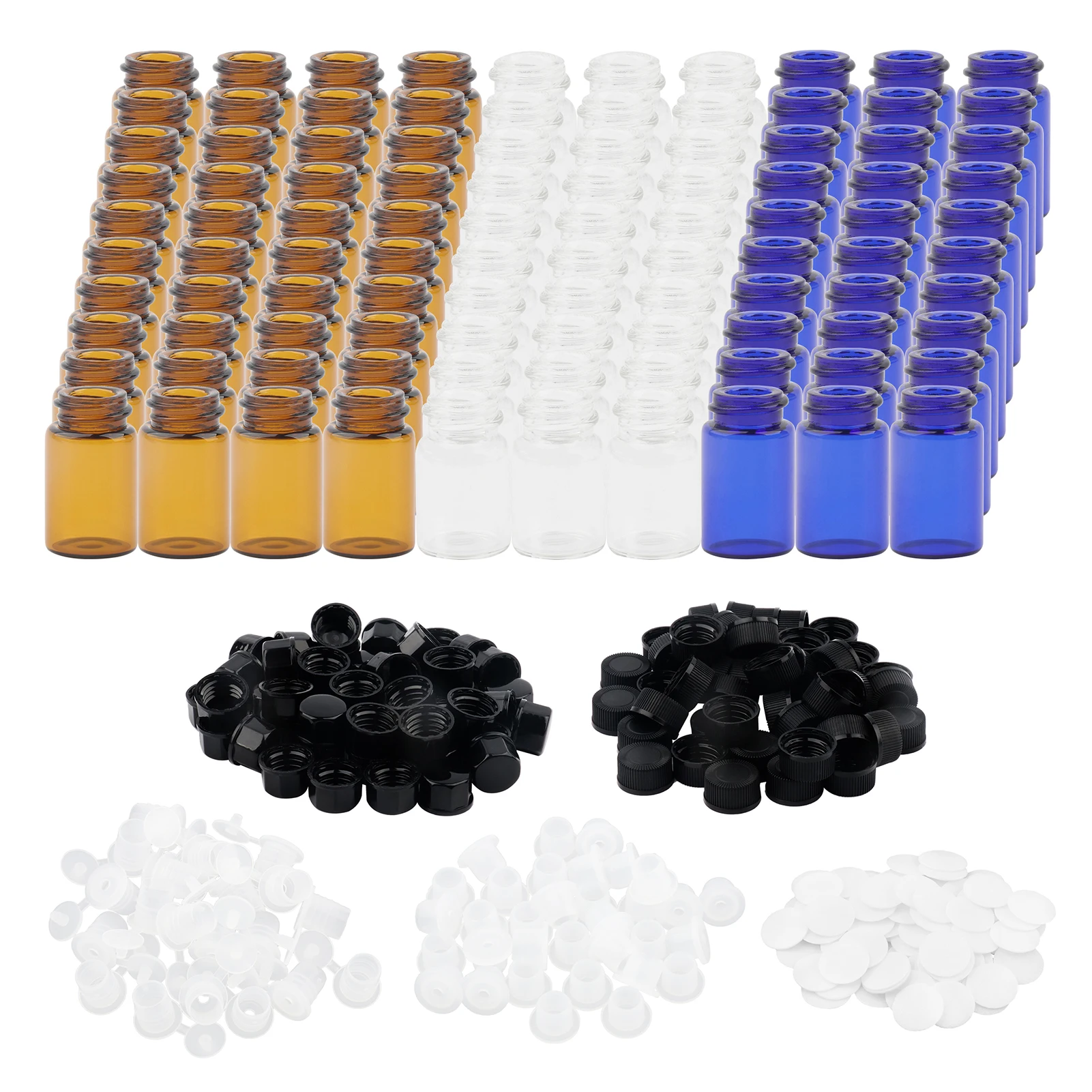 

New 100pcs Combination Refined Oil Bottle Multi-color Capacity Perfume Bottle Mini Empty Bottle Glass