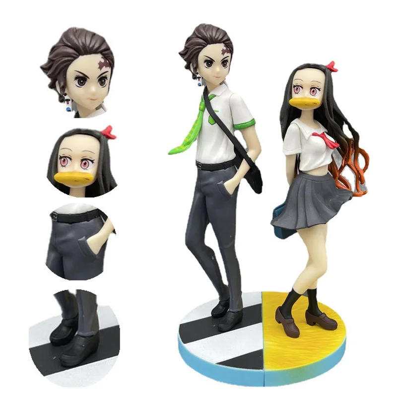 

21cm Anime In School Uniform Demon Slayer Cartoon Kimetsu No Yaiba Figure Fashion Kamado Tanjirou Action Figure PVC Model Toys